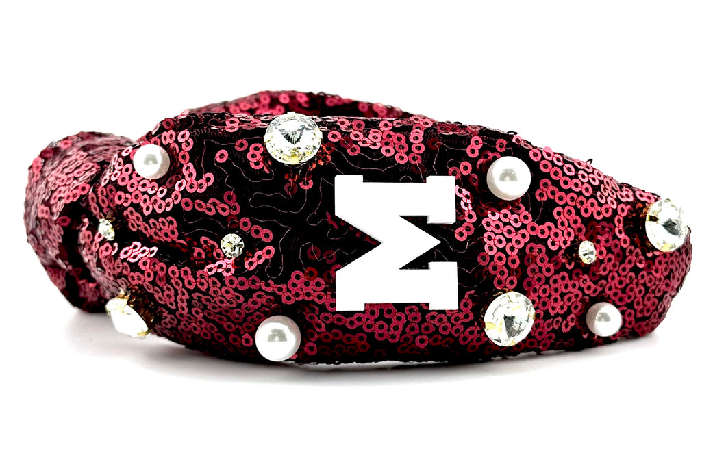 M Headband - maroon sequin