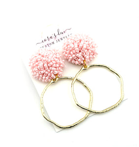 Pink Bead Frame Earrings