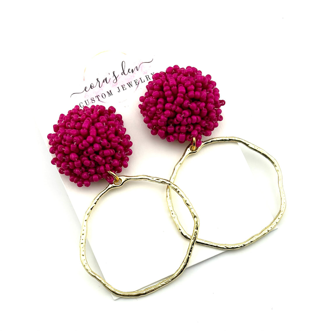 Pink Bead Frame Earrings