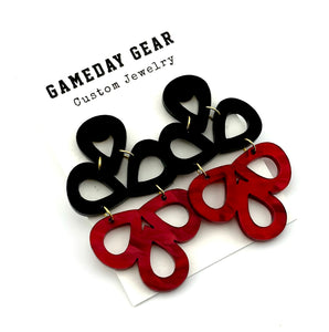 Red Black Geometric Earrings