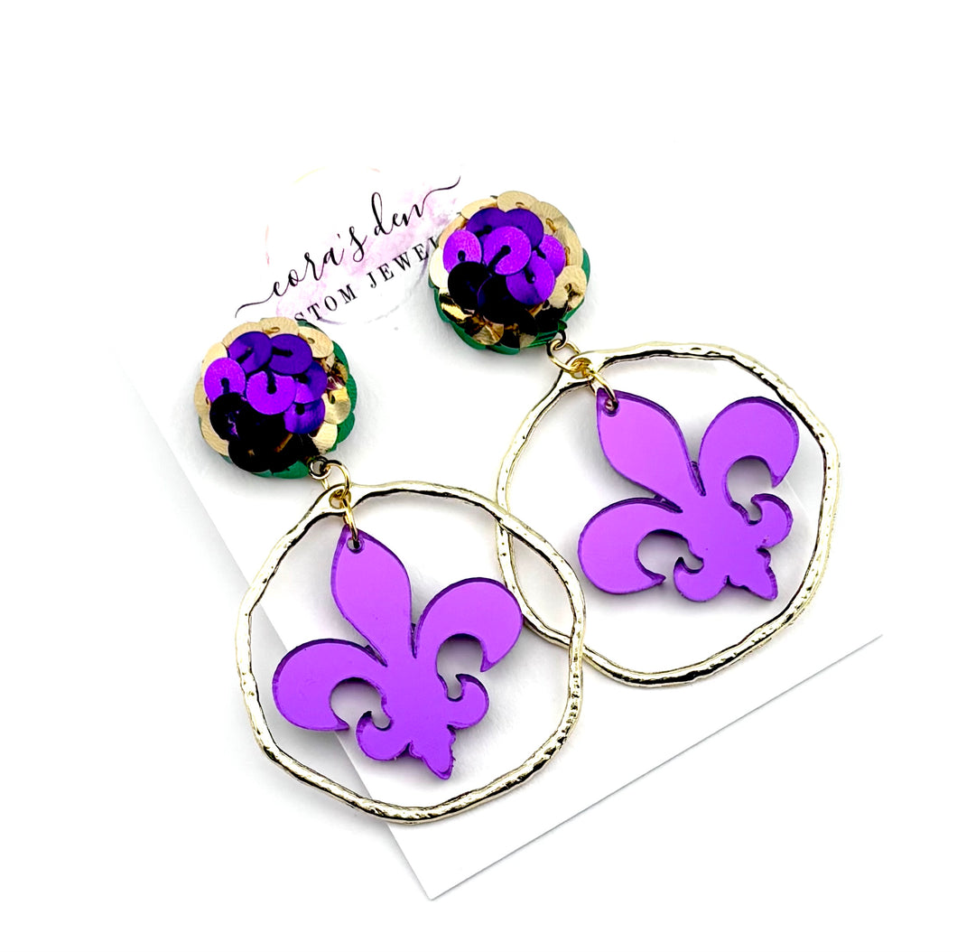 Mardi Gras Earrings - Set of 3