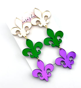 Mardi Gras Earrings - Set of 3