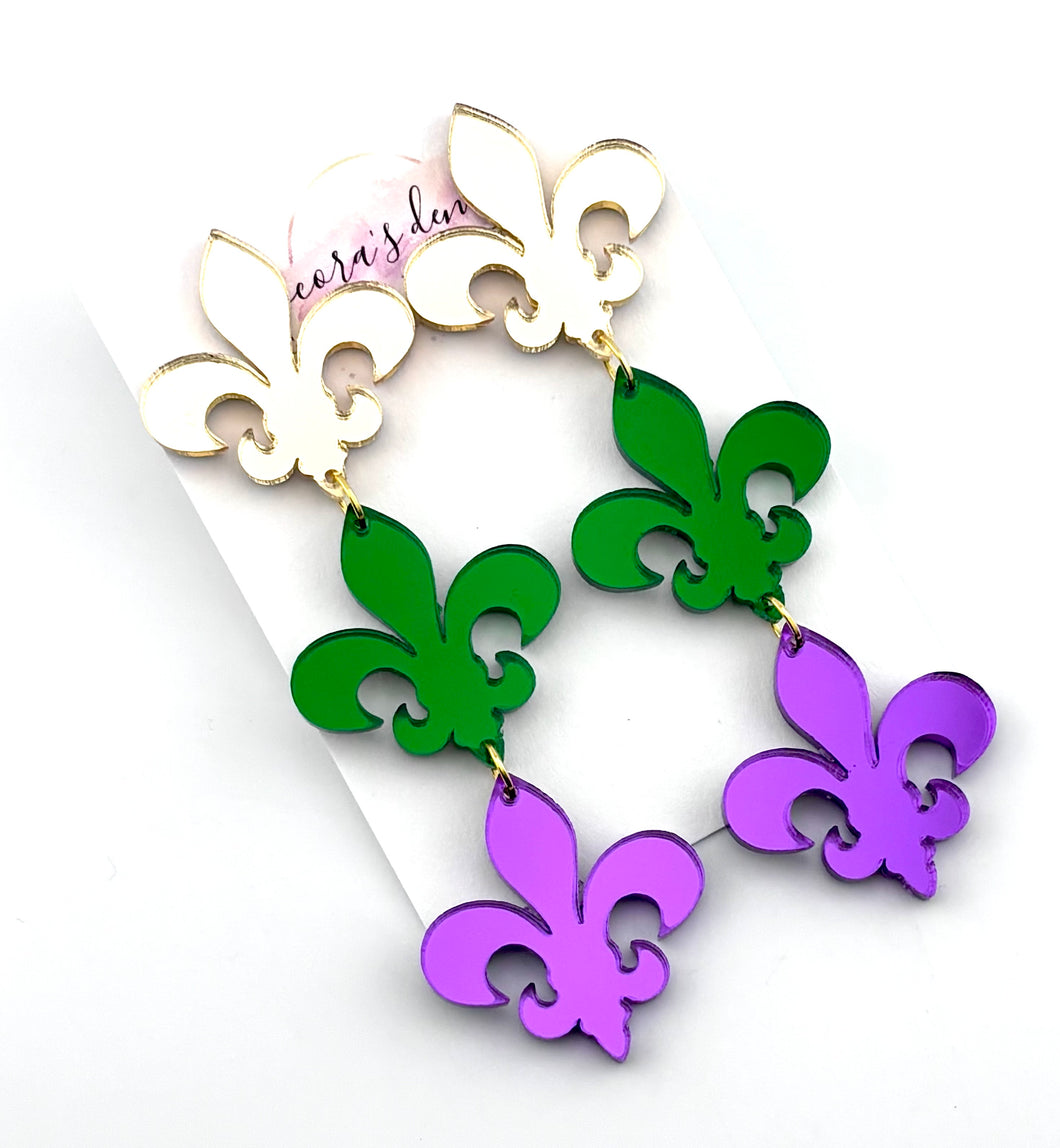 Mardi Gras Earrings - Set of 3