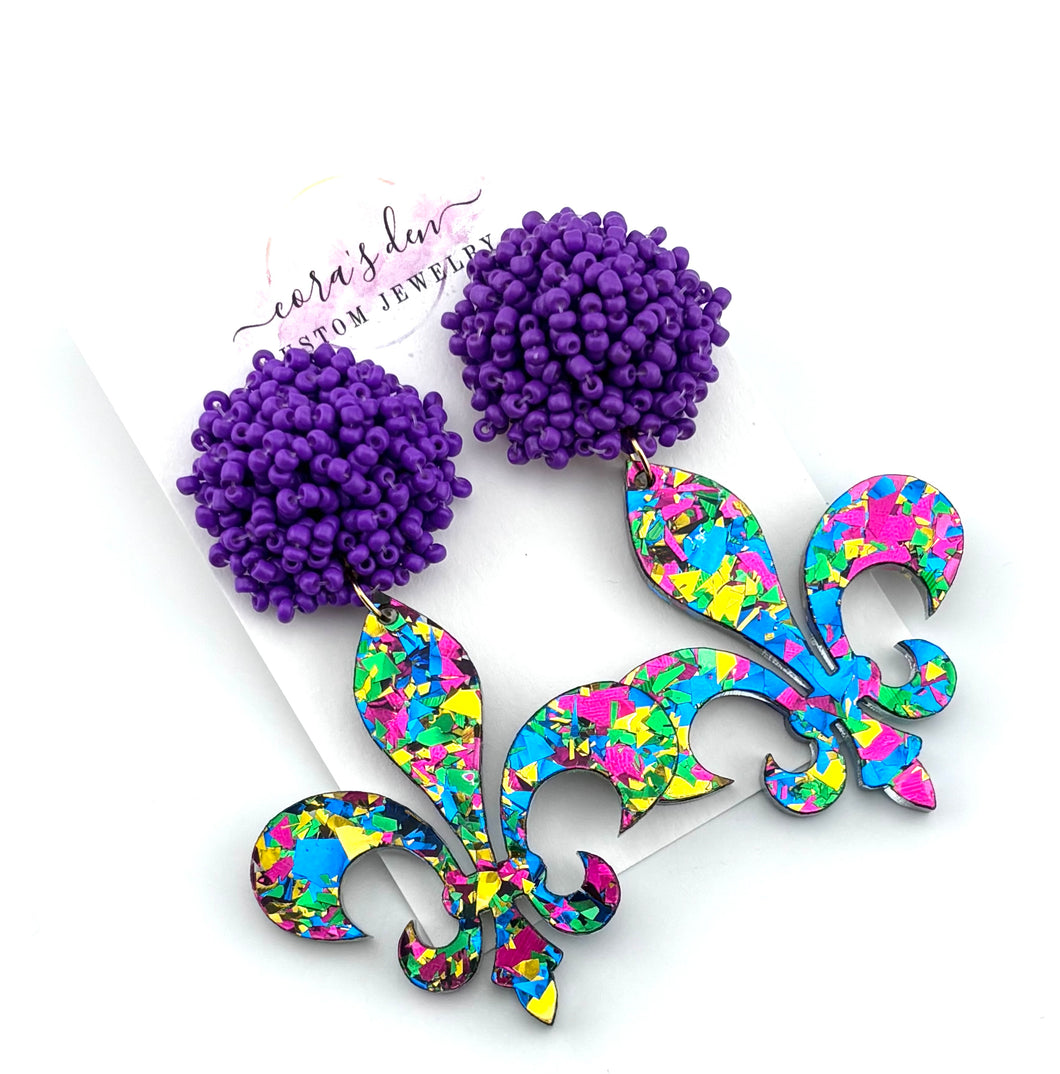 Mardi Gras Earrings - Set of 3