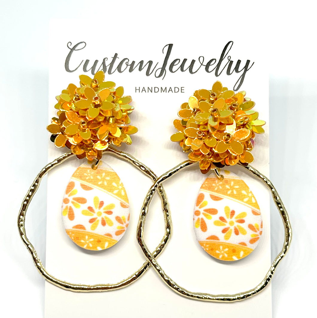 Easter Egg Earrings - orange