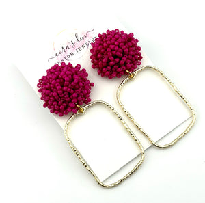 Pink Bead Frame Earrings