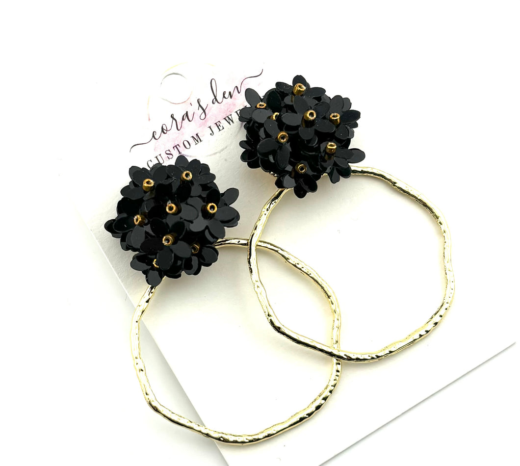 Black Flower Frame Earrings