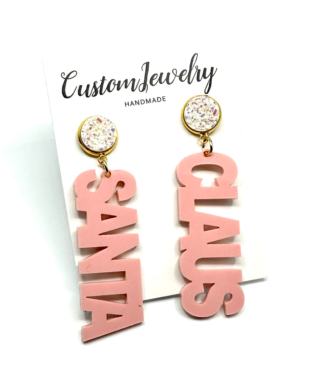 Pink Santa Claus Earrings