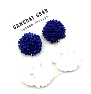 Paw Earrings - Blue White