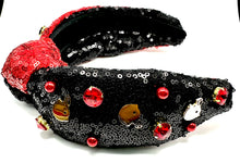 Load image into Gallery viewer, Red/Black Dual Sided Football Headband
