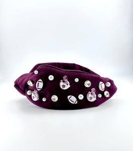 Maroon and White Football Headband