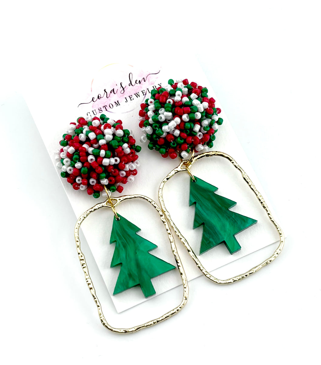 Christmas Tree Frame Earrings