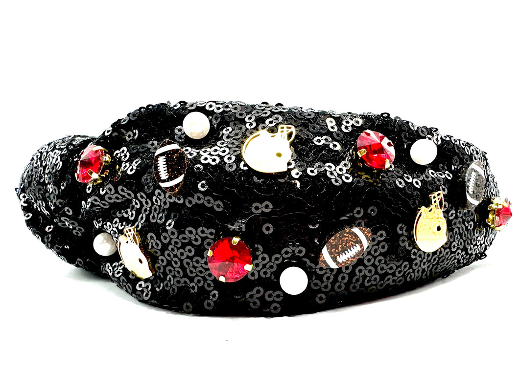 Football Headband  Red Black