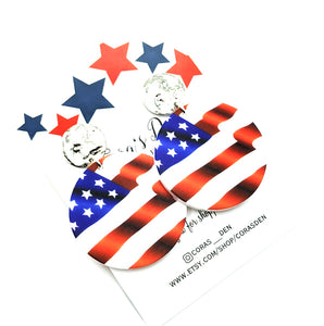 US Flag Disc Earrings