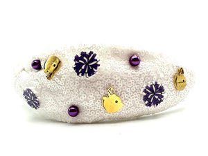 Purple/White Football Headband