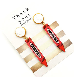 Red Crayon Earrings