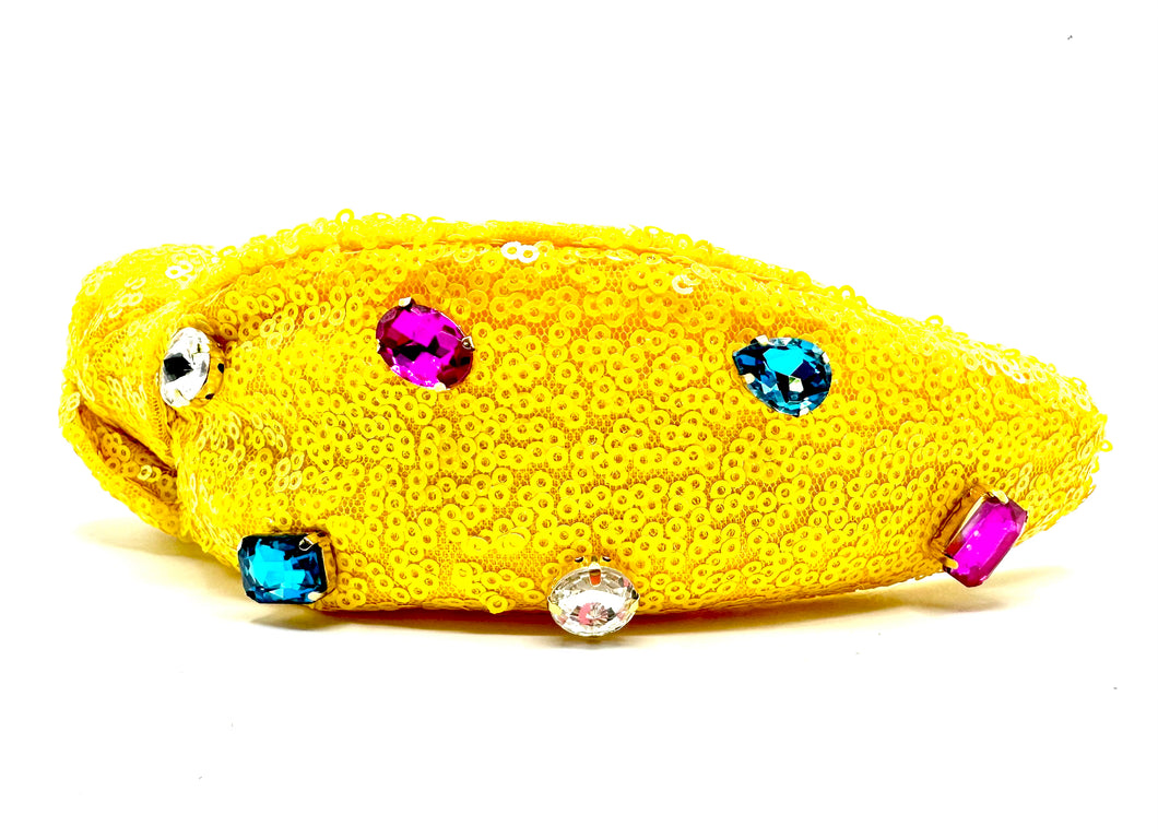 Yellow Sequin Headband with Jewels