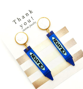 Blue Crayon Earrings