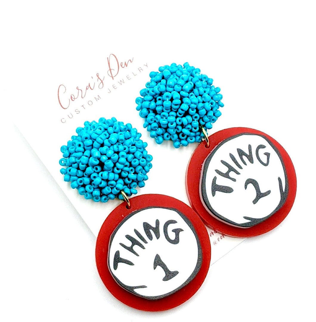 Thing 1 Thing 2 Dr Seuss Earrings