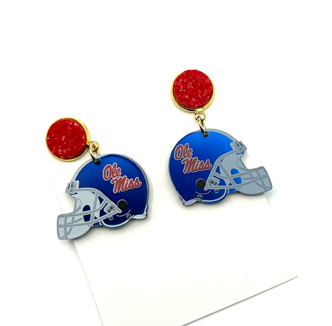 Ole Miss Helmet Earrings