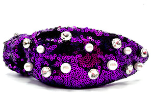 Purple Sequin Headband with Jewels