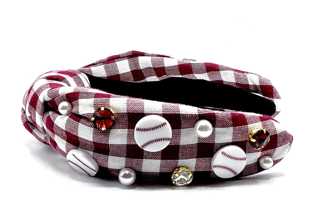 Baseball Headband - Maroon White