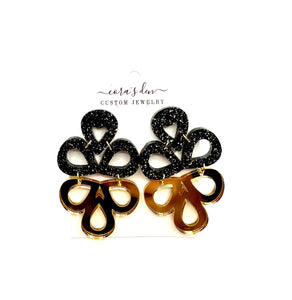 Geometric Earrings Gold Black