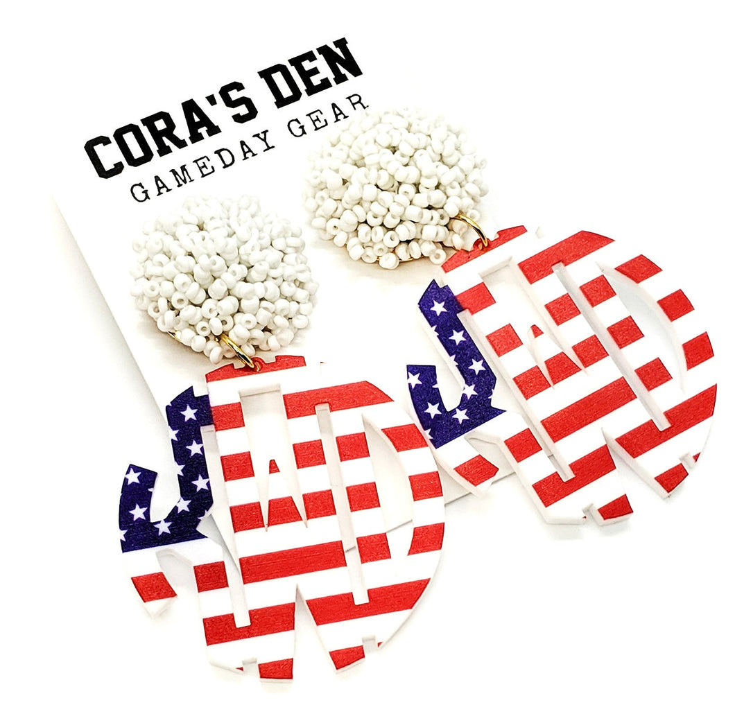 1.75” Flag Monogram Earrings