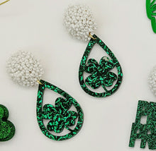 Load image into Gallery viewer, Shamrock Teardrop Earrings
