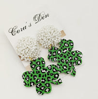 Leopard Shamrock Earrings