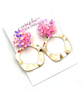 Pink Flower Top Earrings