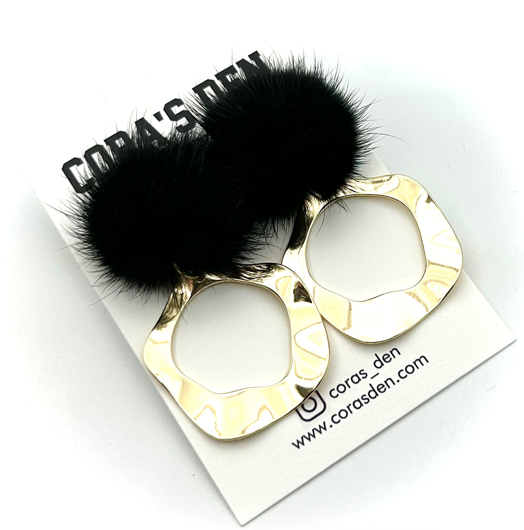 Black Fur Jorja Earrings