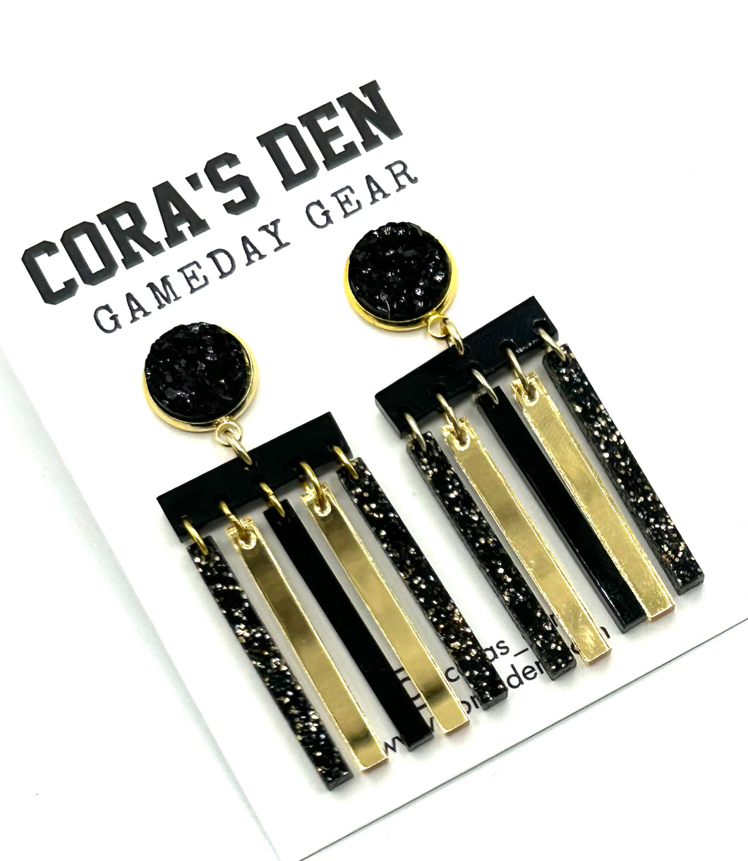 Black Gold Flag Earrings