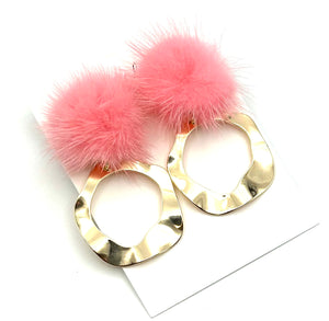 Pink Fur Top Earrings