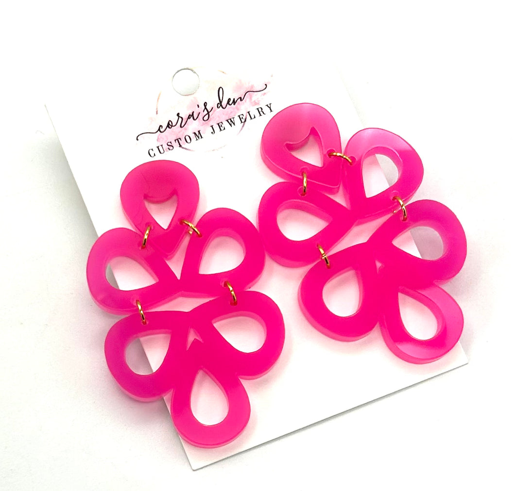 Geometric Magenta Earrings