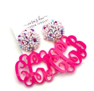 Hot Pink Monogram Earrings