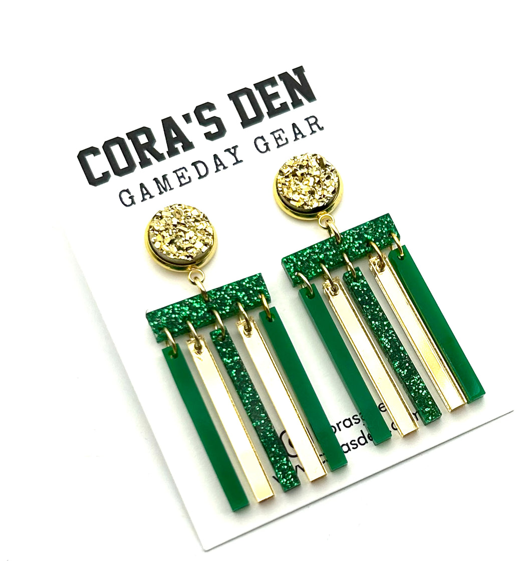 Green Gold Flag Earrings