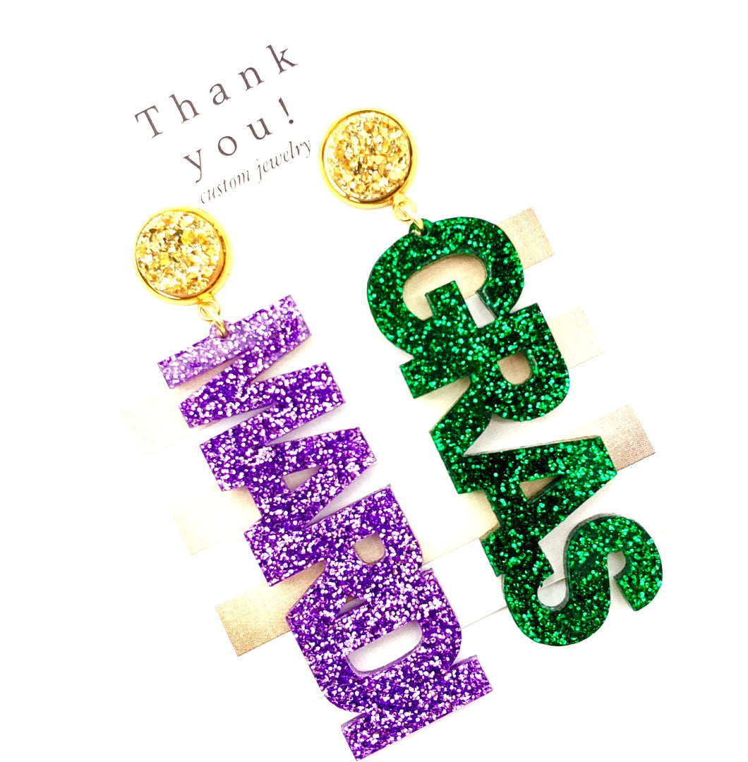 Mardi Gras Druzy Earrings