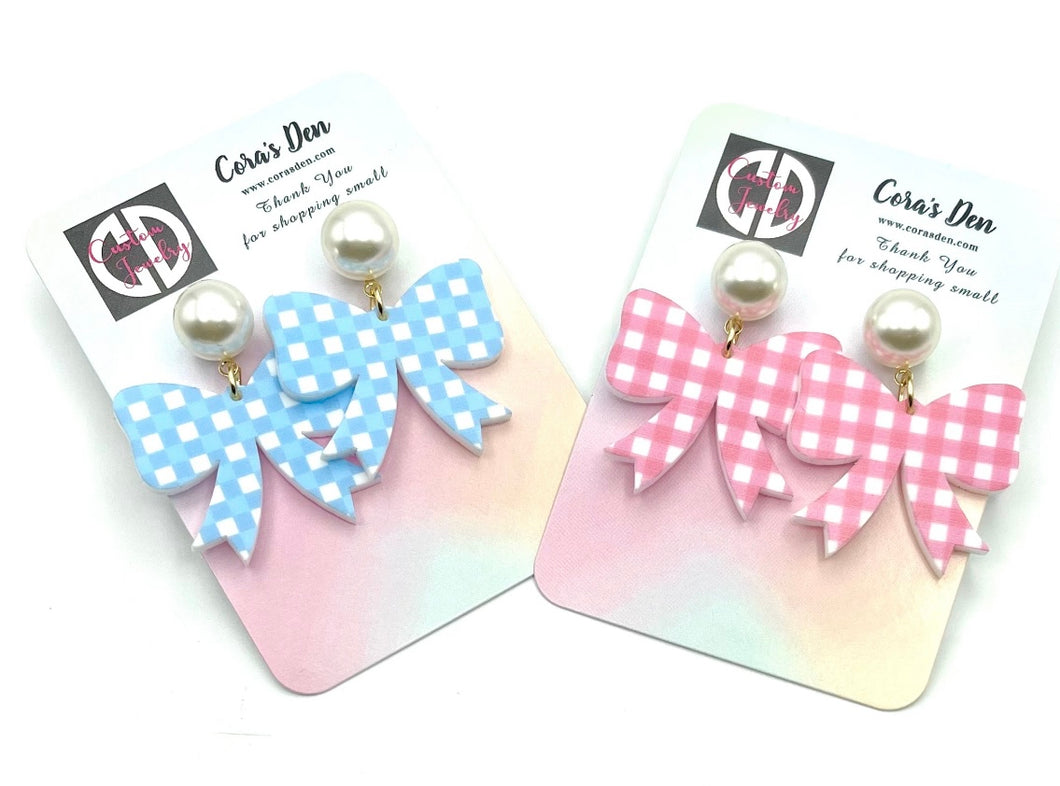 Gingham Bow Earrings