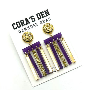 Purple Gold Flag Earrings