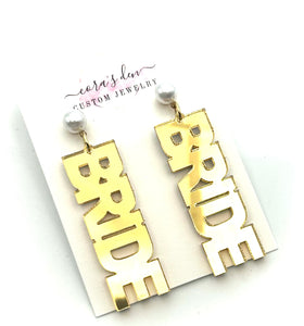 Gold Mirror Bride Earrings