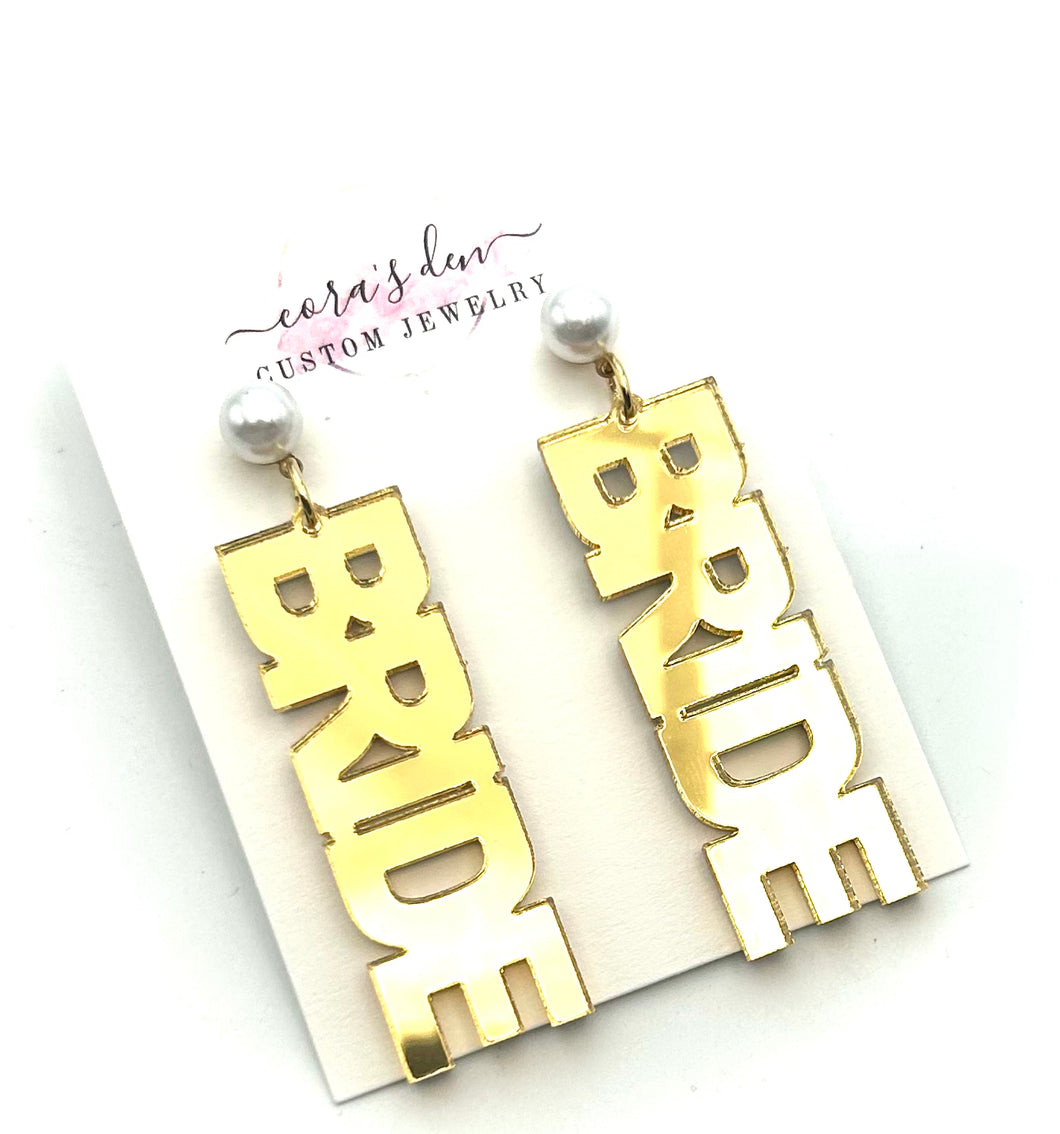 Gold Mirror Bride Earrings