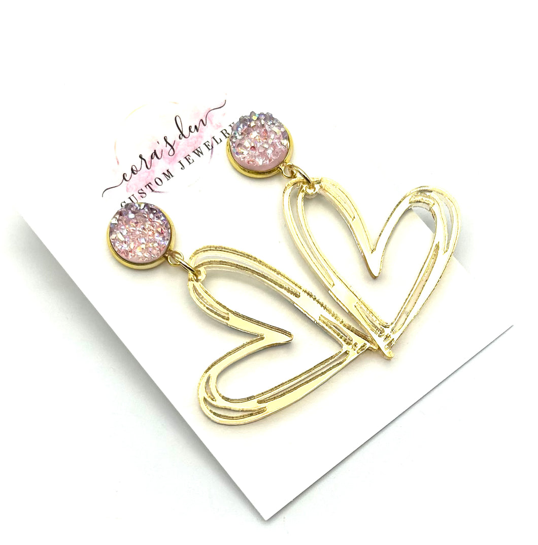 Gold Mirror Heart Earrings