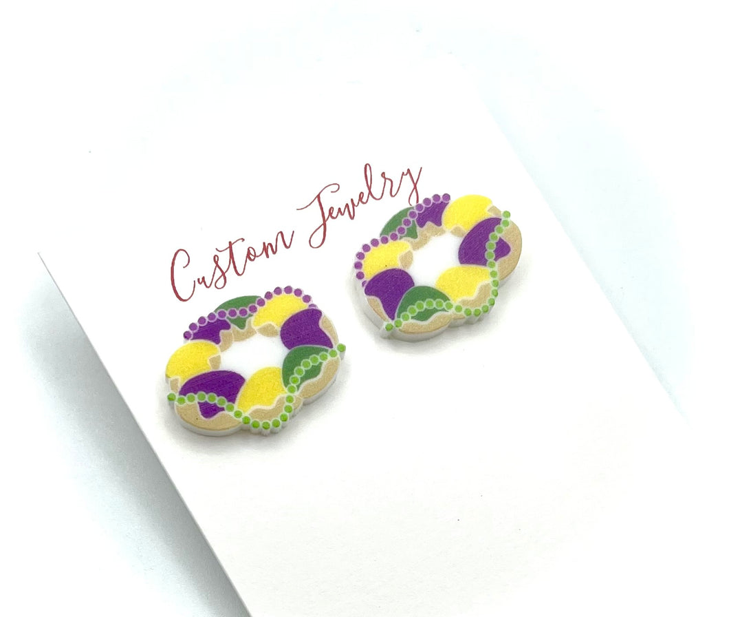 King Cake Stud Earrings