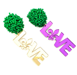 Mardi Gras Love Earrings