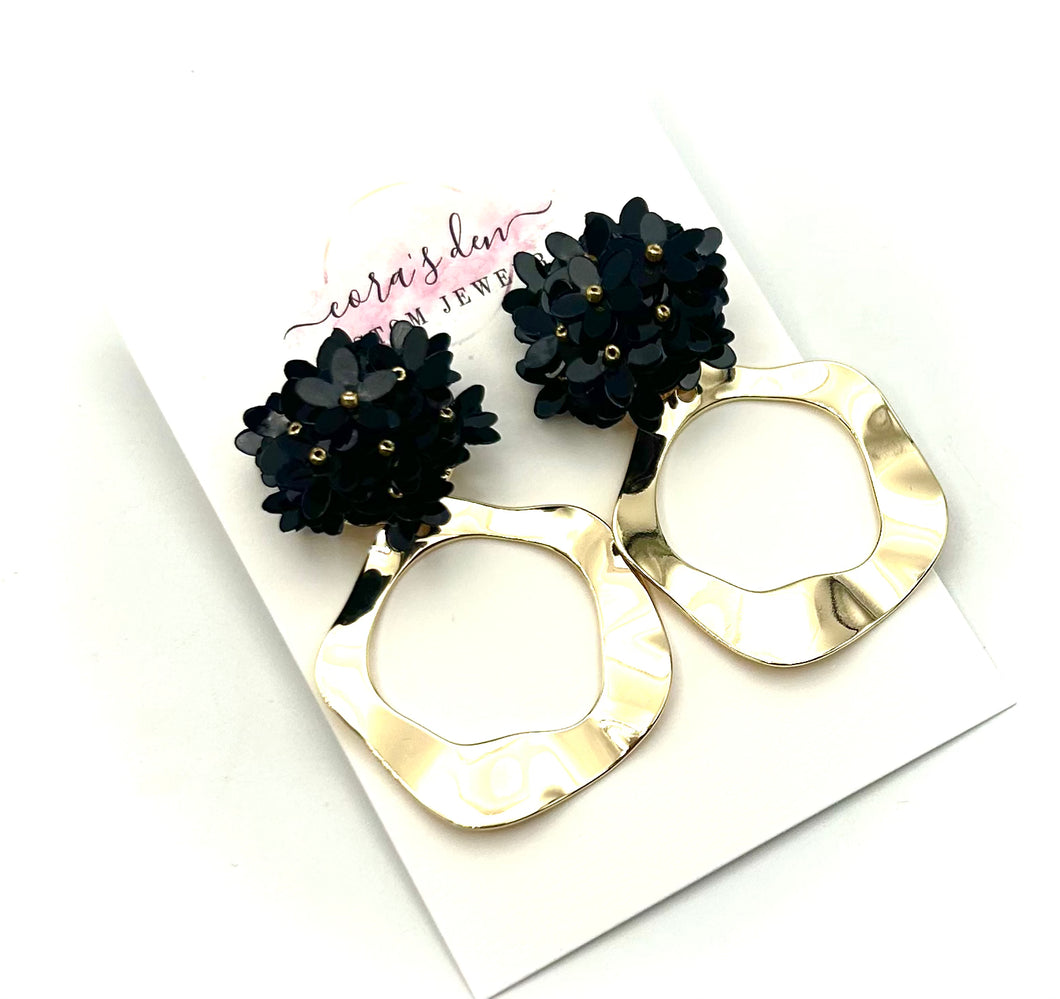 Jorja Earring w/ Black Flowers