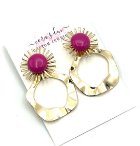 Hot Pink Sunburst Top Earrings