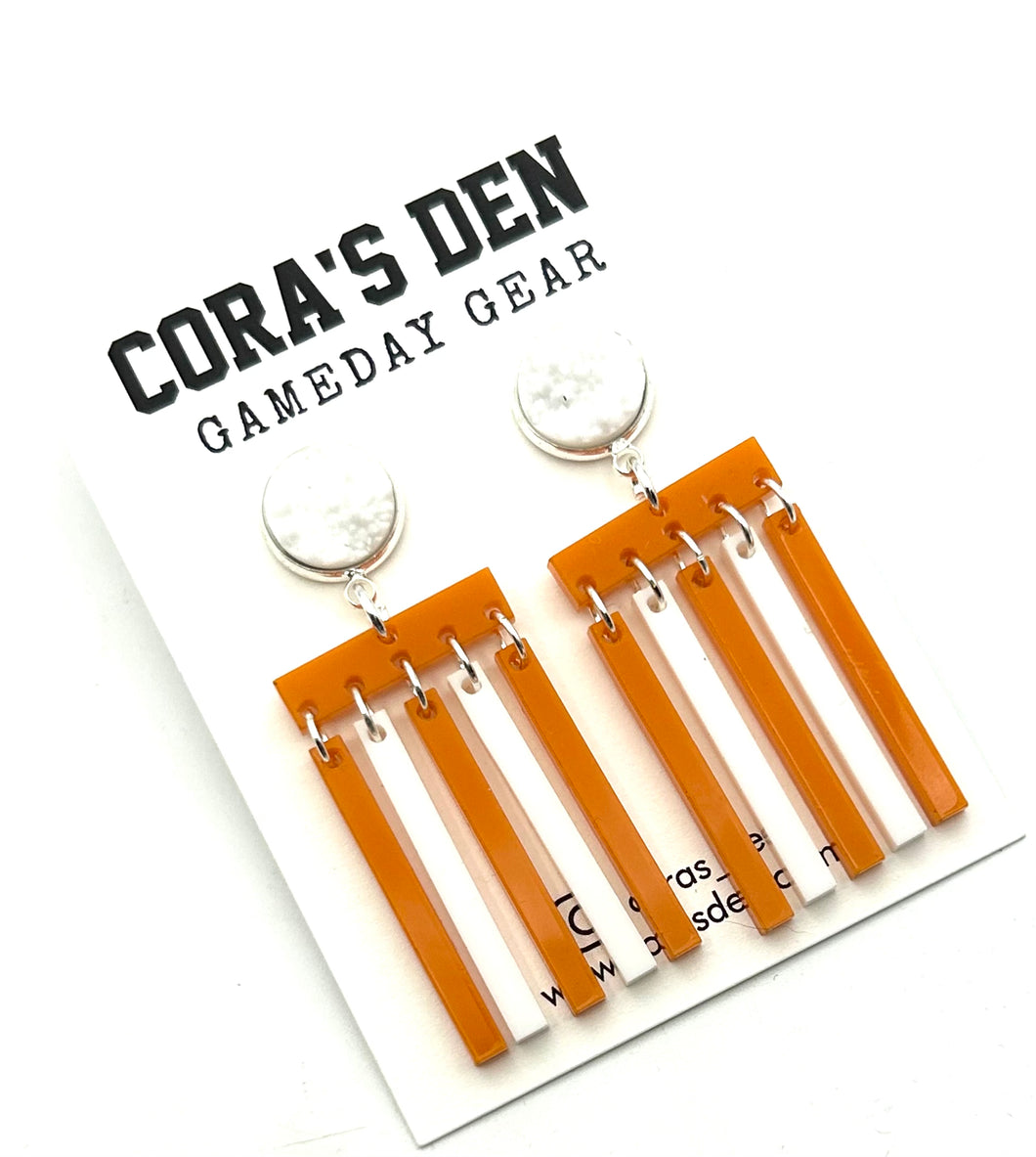 Orange White Flag Earrings - Tennessee